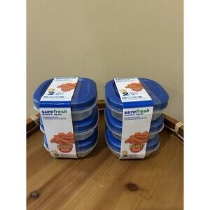 2 SETS (3PER SET) Surefresh Storage Containers Plastic 9.5 Oz, 1.2 CUPS